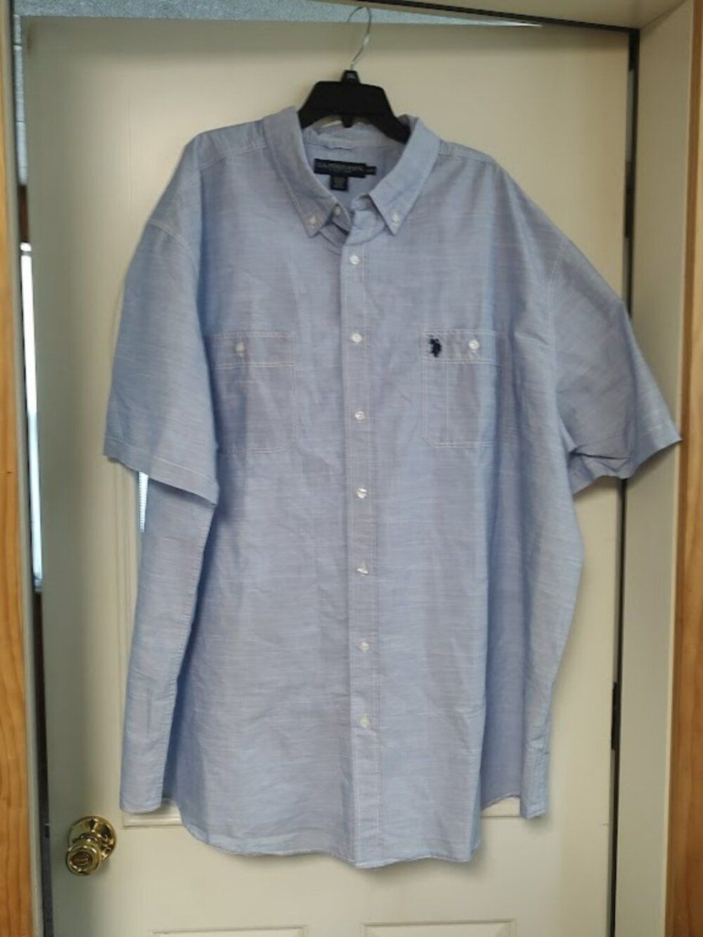 New U.S. Polo Assn Blue Short Sleeve Button Down Shirt Size Men's 4XL Tall